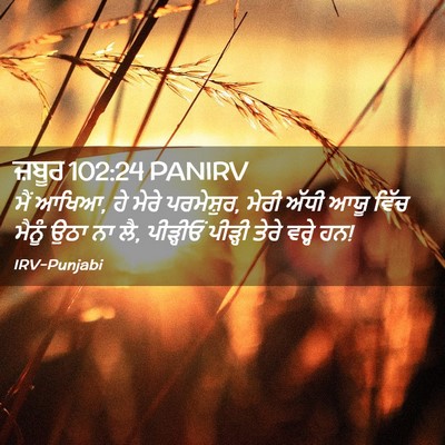 Picture 02 - ਜ਼ਬੂਰ 102:24 PANIRV - ਮੈਂ ਆਖਿਆ, ਹੇ ਮੇਰੇ - Bible Verse Picture