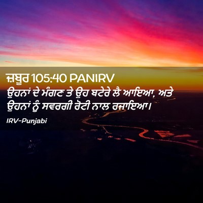 Picture 02 - ਜ਼ਬੂਰ 105:40 PANIRV - ਉਹਨਾਂ ਦੇ ਮੰਗਣ ਤੇ ਉਹ - Bible Verse Picture