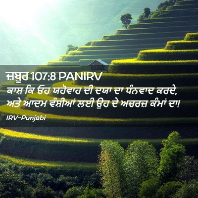 Picture 02 - ਜ਼ਬੂਰ 107:8 PANIRV - ਕਾਸ਼ ਕਿ ਓਹ ਯਹੋਵਾਹ - Bible Verse Picture