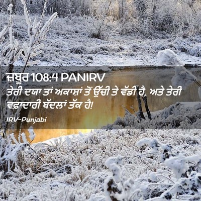 Picture 02 - ਜ਼ਬੂਰ 108:4 PANIRV - ਤੇਰੀ ਦਯਾ ਤਾਂ - Bible Verse Picture