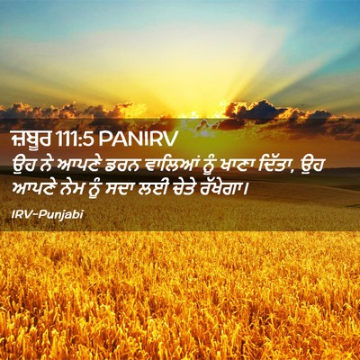 Picture 02 - ਜ਼ਬੂਰ 111:5 PANIRV - ਉਹ ਨੇ ਆਪਣੇ ਡਰਨ - Bible Verse Picture