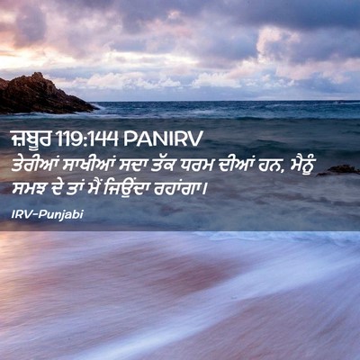 Picture 02 - ਜ਼ਬੂਰ 119:144 PANIRV - ਤੇਰੀਆਂ ਸਾਖੀਆਂ ਸਦਾ - Bible Verse Picture
