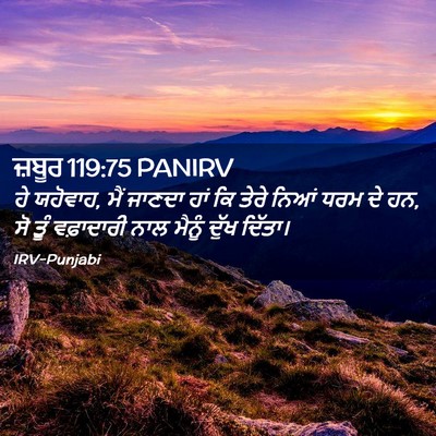 Picture 02 - ਜ਼ਬੂਰ 119:75 PANIRV - ਹੇ ਯਹੋਵਾਹ, ਮੈਂ - Bible Verse Picture