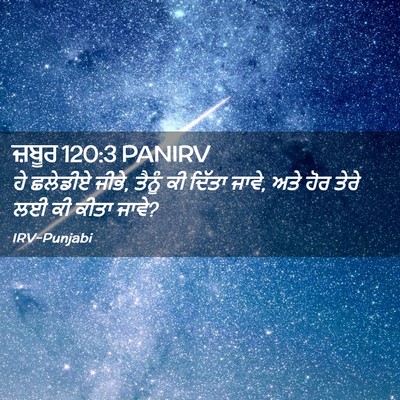 Picture 02 - ਜ਼ਬੂਰ 120:3 PANIRV - ਹੇ ਛਲੇਡੀਏ ਜੀਭੇ, - Bible Verse Picture
