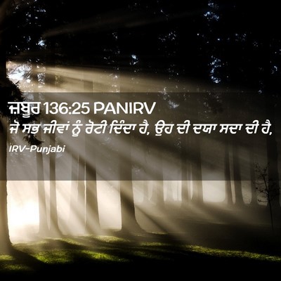 Picture 02 - ਜ਼ਬੂਰ 136:25 PANIRV - ਜੋ ਸਭ ਜੀਵਾਂ ਨੂੰ - Bible Verse Picture