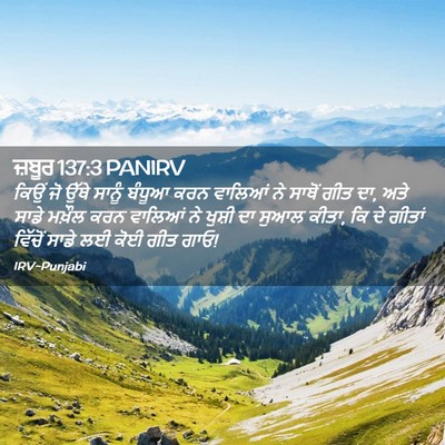 Picture 02 - ਜ਼ਬੂਰ 137:3 PANIRV - ਕਿਉਂ ਜੋ ਉੱਥੇ ਸਾਨੂੰ - Bible Verse Picture