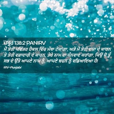 Picture 02 - ਜ਼ਬੂਰ 138:2 PANIRV - ਮੈਂ ਤੇਰੀ ਪਵਿੱਤਰ - Bible Verse Picture
