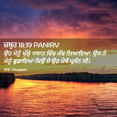 Picture 02 - ਜ਼ਬੂਰ 18:19 PANIRV - ਉਹ ਮੈਨੂੰ ਖੁੱਲ੍ਹੇ - Bible Verse Picture