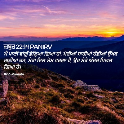 Picture 02 - ਜ਼ਬੂਰ 22:14 PANIRV - ਮੈਂ ਪਾਣੀ ਵਾਂਗੂੰ - Bible Verse Picture