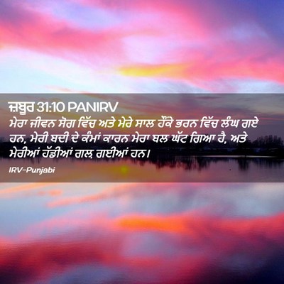 Picture 02 - ਜ਼ਬੂਰ 31:10 PANIRV - ਮੇਰਾ ਜੀਵਨ ਸੋਗ ਵਿੱਚ - Bible Verse Picture