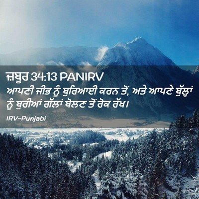 Picture 02 - ਜ਼ਬੂਰ 34:13 PANIRV - ਆਪਣੀ ਜੀਭ ਨੂੰ - Bible Verse Picture