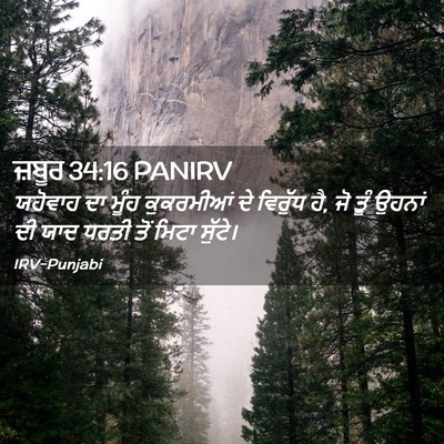 Picture 02 - ਜ਼ਬੂਰ 34:16 PANIRV - ਯਹੋਵਾਹ ਦਾ ਮੂੰਹ - Bible Verse Picture