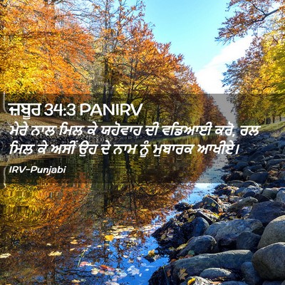 Picture 02 - ਜ਼ਬੂਰ 34:3 PANIRV - ਮੇਰੇ ਨਾਲ ਮਿਲ ਕੇ - Bible Verse Picture