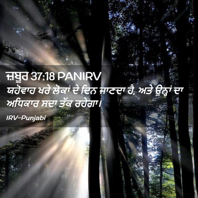 Picture 02 - ਜ਼ਬੂਰ 37:18 PANIRV - ਯਹੋਵਾਹ ਖਰੇ ਲੋਕਾਂ - Bible Verse Picture
