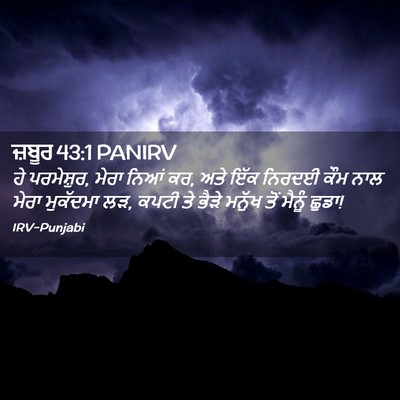 Picture 02 - ਜ਼ਬੂਰ 43:1 PANIRV - ਹੇ ਪਰਮੇਸ਼ੁਰ, ਮੇਰਾ - Bible Verse Picture