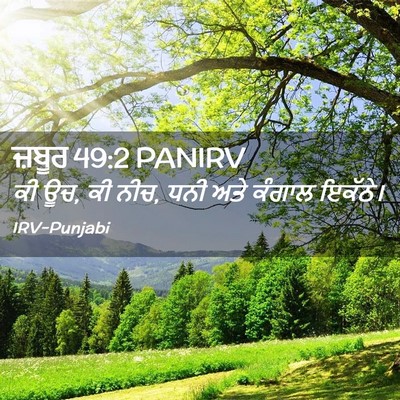 Picture 02 - ਜ਼ਬੂਰ 49:2 PANIRV - ਕੀ ਊਚ, ਕੀ ਨੀਚ, ਧਨੀ - Bible Verse Picture