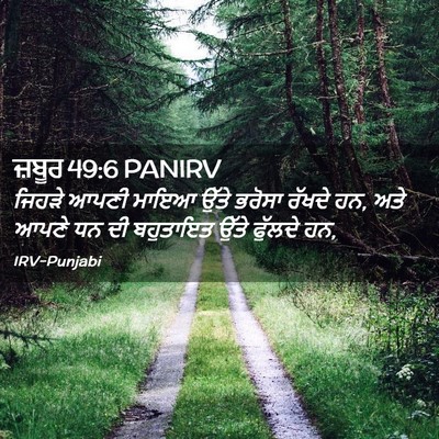 Picture 02 - ਜ਼ਬੂਰ 49:6 PANIRV - ਜਿਹੜੇ ਆਪਣੀ ਮਾਇਆ - Bible Verse Picture