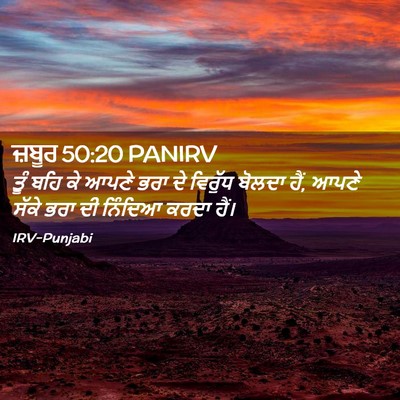 Picture 02 - ਜ਼ਬੂਰ 50:20 PANIRV - ਤੂੰ ਬਹਿ ਕੇ ਆਪਣੇ ਭਰਾ - Bible Verse Picture