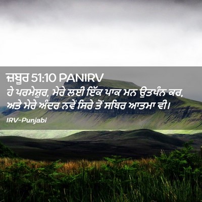 Picture 02 - ਜ਼ਬੂਰ 51:10 PANIRV - ਹੇ ਪਰਮੇਸ਼ੁਰ, ਮੇਰੇ - Bible Verse Picture