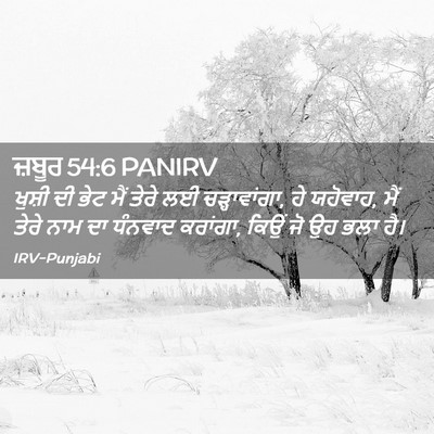 Picture 02 - ਜ਼ਬੂਰ 54:6 PANIRV - ਖੁਸ਼ੀ ਦੀ ਭੇਟ ਮੈਂ - Bible Verse Picture
