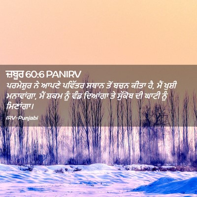 Picture 02 - ਜ਼ਬੂਰ 60:6 PANIRV - ਪਰਮੇਸ਼ੁਰ ਨੇ ਆਪਣੇ - Bible Verse Picture