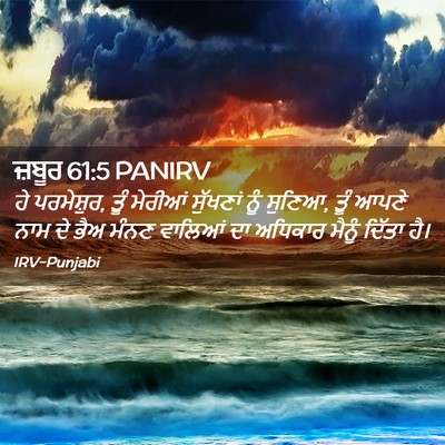 Picture 02 - ਜ਼ਬੂਰ 61:5 PANIRV - ਹੇ ਪਰਮੇਸ਼ੁਰ, ਤੂੰ - Bible Verse Picture