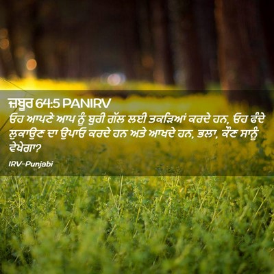 Picture 02 - ਜ਼ਬੂਰ 64:5 PANIRV - ਓਹ ਆਪਣੇ ਆਪ ਨੂੰ ਬੁਰੀ - Bible Verse Picture