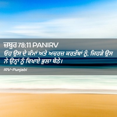 Picture 02 - ਜ਼ਬੂਰ 78:11 PANIRV - ਓਹ ਉਸ ਦੇ ਕੰਮਾਂ ਅਤੇ - Bible Verse Picture