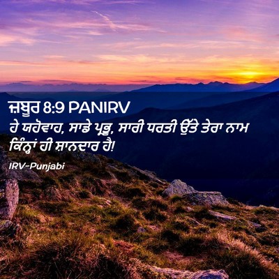 Picture 02 - ਜ਼ਬੂਰ 8:9 PANIRV - ਹੇ ਯਹੋਵਾਹ, ਸਾਡੇ - Bible Verse Picture