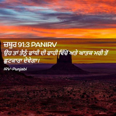 Picture 02 - ਜ਼ਬੂਰ 91:3 PANIRV - ਉਹ ਤਾਂ ਤੈਨੂੰ ਫਾਂਧੀ - Bible Verse Picture