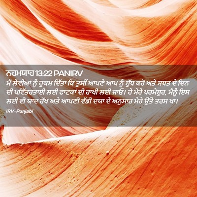 Picture 02 - ਨਹਮਯਾਹ 13:22 PANIRV - ਮੈਂ ਲੇਵੀਆਂ ਨੂੰ - Bible Verse Picture
