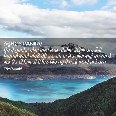 Picture 02 - ਨਹੂਮ 2:3 PANIRV - ਉਹ ਦੇ ਸੂਰਬੀਰਾਂ - Bible Verse Picture