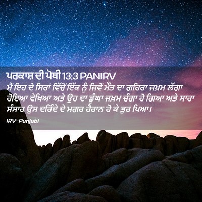 Picture 02 - ਪਰਕਾਸ਼ ਦੀ ਪੋਥੀ 13:3 PANIRV - ਮੈਂ ਇਹ ਦੇ ਸਿਰਾਂ - Bible Verse Picture