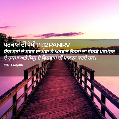 Picture 02 - ਪਰਕਾਸ਼ ਦੀ ਪੋਥੀ 14:12 PANIRV - ਇਹ ਸੰਤਾਂ ਦੇ ਸਬਰ ਦਾ - Bible Verse Picture