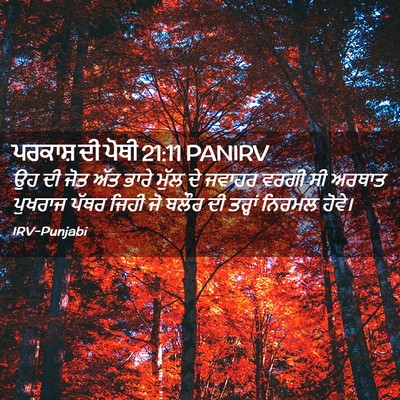Picture 02 - ਪਰਕਾਸ਼ ਦੀ ਪੋਥੀ 21:11 PANIRV - ਉਹ ਦੀ ਜੋਤ ਅੱਤ ਭਾਰੇ - Bible Verse Picture