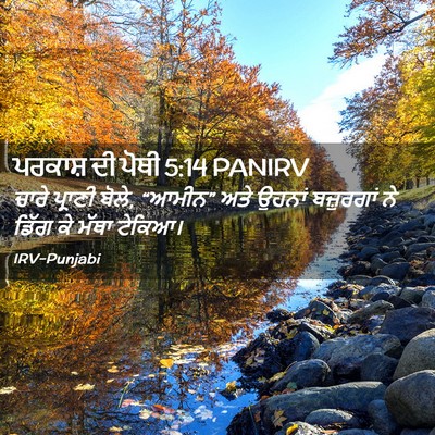Picture 02 - ਪਰਕਾਸ਼ ਦੀ ਪੋਥੀ 5:14 PANIRV - ਚਾਰੇ ਪ੍ਰਾਣੀ ਬੋਲੇ, - Bible Verse Picture