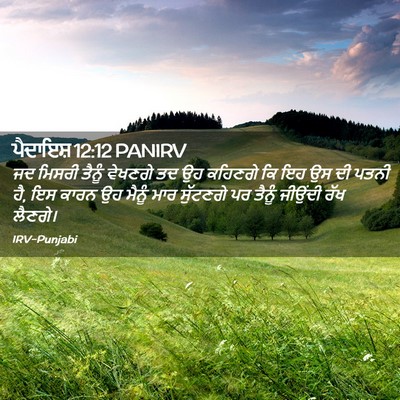 Picture 02 - ਪੈਦਾਇਸ਼ 12:12 PANIRV - ਜਦ ਮਿਸਰੀ ਤੈਨੂੰ - Bible Verse Picture