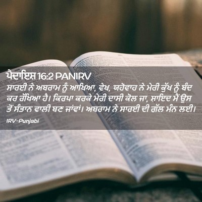 Picture 02 - ਪੈਦਾਇਸ਼ 16:2 PANIRV - ਸਾਰਈ ਨੇ ਅਬਰਾਮ ਨੂੰ - Bible Verse Picture