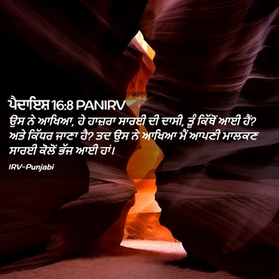 Picture 02 - ਪੈਦਾਇਸ਼ 16:8 PANIRV - ਉਸ ਨੇ ਆਖਿਆ, ਹੇ - Bible Verse Picture