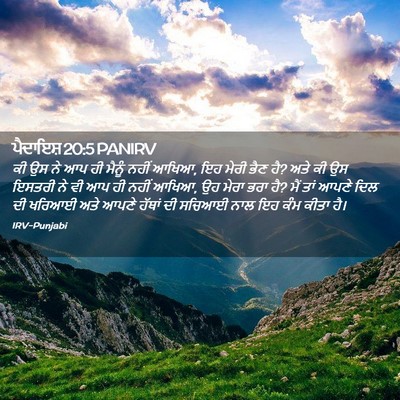Picture 02 - ਪੈਦਾਇਸ਼ 20:5 PANIRV - ਕੀ ਉਸ ਨੇ ਆਪ ਹੀ - Bible Verse Picture