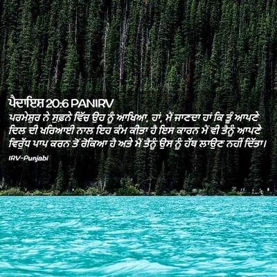Picture 02 - ਪੈਦਾਇਸ਼ 20:6 PANIRV - ਪਰਮੇਸ਼ੁਰ ਨੇ - Bible Verse Picture
