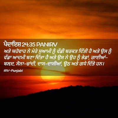 Picture 02 - ਪੈਦਾਇਸ਼ 24:35 PANIRV - ਅਤੇ ਯਹੋਵਾਹ ਨੇ ਮੇਰੇ - Bible Verse Picture
