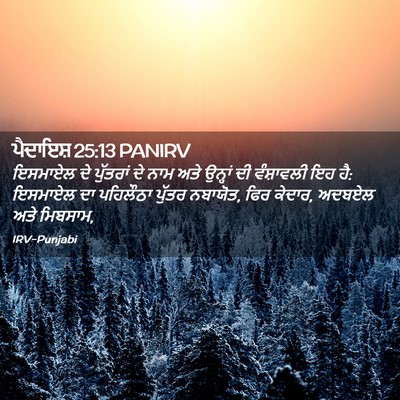 Picture 02 - ਪੈਦਾਇਸ਼ 25:13 PANIRV - ਇਸਮਾਏਲ ਦੇ ਪੁੱਤਰਾਂ - Bible Verse Picture