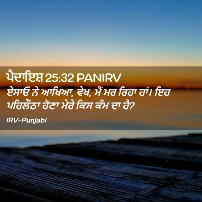 Picture 02 - ਪੈਦਾਇਸ਼ 25:32 PANIRV - ਏਸਾਓ ਨੇ ਆਖਿਆ, ਵੇਖ, - Bible Verse Picture