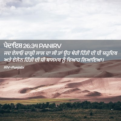 Picture 02 - ਪੈਦਾਇਸ਼ 26:34 PANIRV - ਜਦ ਏਸਾਓ ਚਾਲ੍ਹੀ ਸਾਲ - Bible Verse Picture
