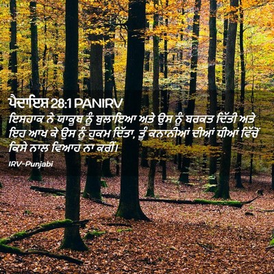 Picture 02 - ਪੈਦਾਇਸ਼ 28:1 PANIRV - ਇਸਹਾਕ ਨੇ ਯਾਕੂਬ ਨੂੰ - Bible Verse Picture