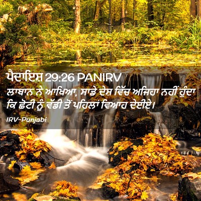 Picture 02 - ਪੈਦਾਇਸ਼ 29:26 PANIRV - ਲਾਬਾਨ ਨੇ ਆਖਿਆ, ਸਾਡੇ - Bible Verse Picture