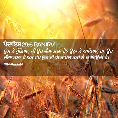 Picture 02 - ਪੈਦਾਇਸ਼ 29:6 PANIRV - ਉਸ ਨੇ ਪੁੱਛਿਆ, ਕੀ ਉਹ - Bible Verse Picture