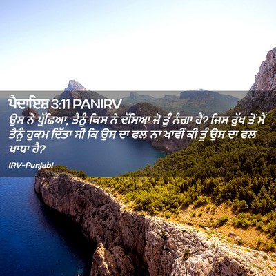 Picture 02 - ਪੈਦਾਇਸ਼ 3:11 PANIRV - ਉਸ ਨੇ ਪੁੱਛਿਆ, ਤੈਨੂੰ - Bible Verse Picture