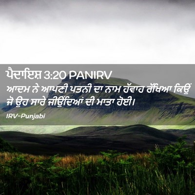 Picture 02 - ਪੈਦਾਇਸ਼ 3:20 PANIRV - ਆਦਮ ਨੇ ਆਪਣੀ ਪਤਨੀ ਦਾ - Bible Verse Picture